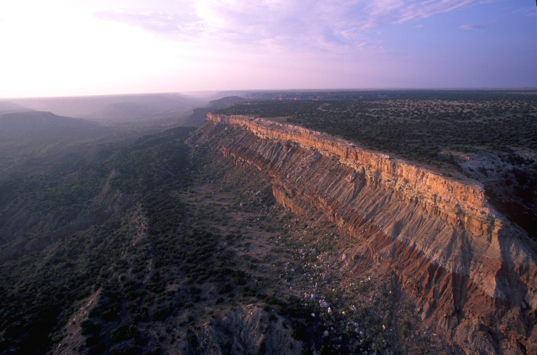 An aerial view of a cliff.