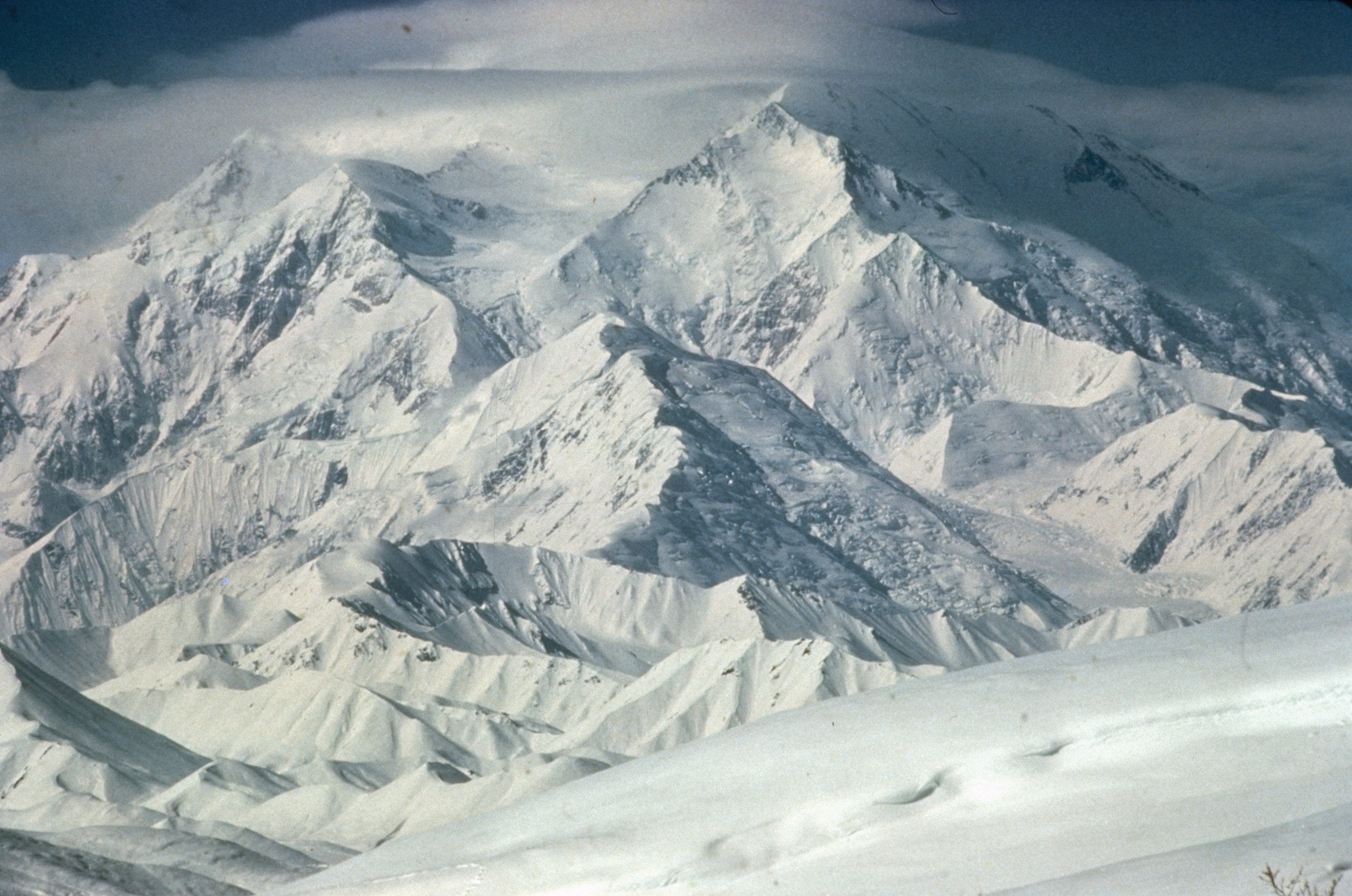 A large mountain covered in snow.
