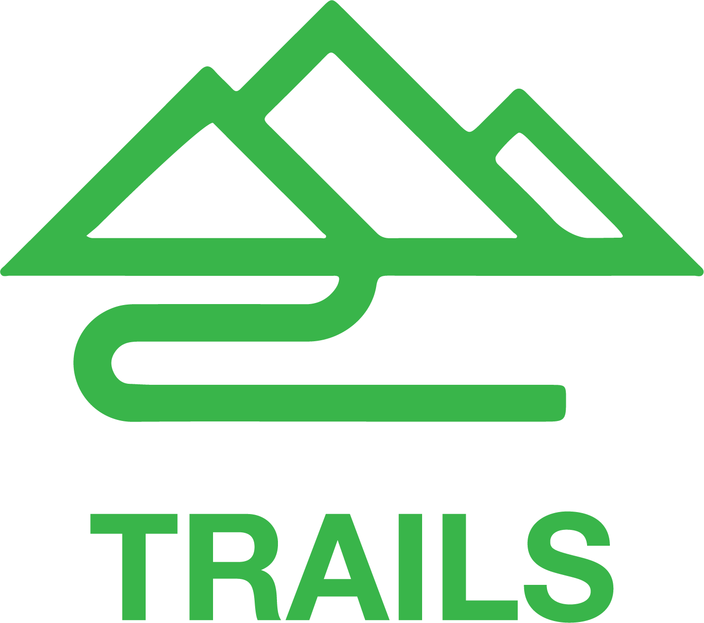 A green logo with the words trails on it.