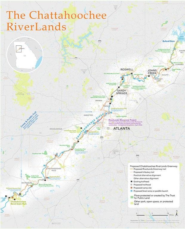 The map of the chattahoochee riverlands.