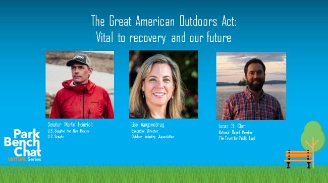 Senator Martin Heinrich of New Mexico; Lise Aangeenbrug, executive director of the Outdoor Industry Association; Lucas St. Clair, Trust for Public Land Board Member