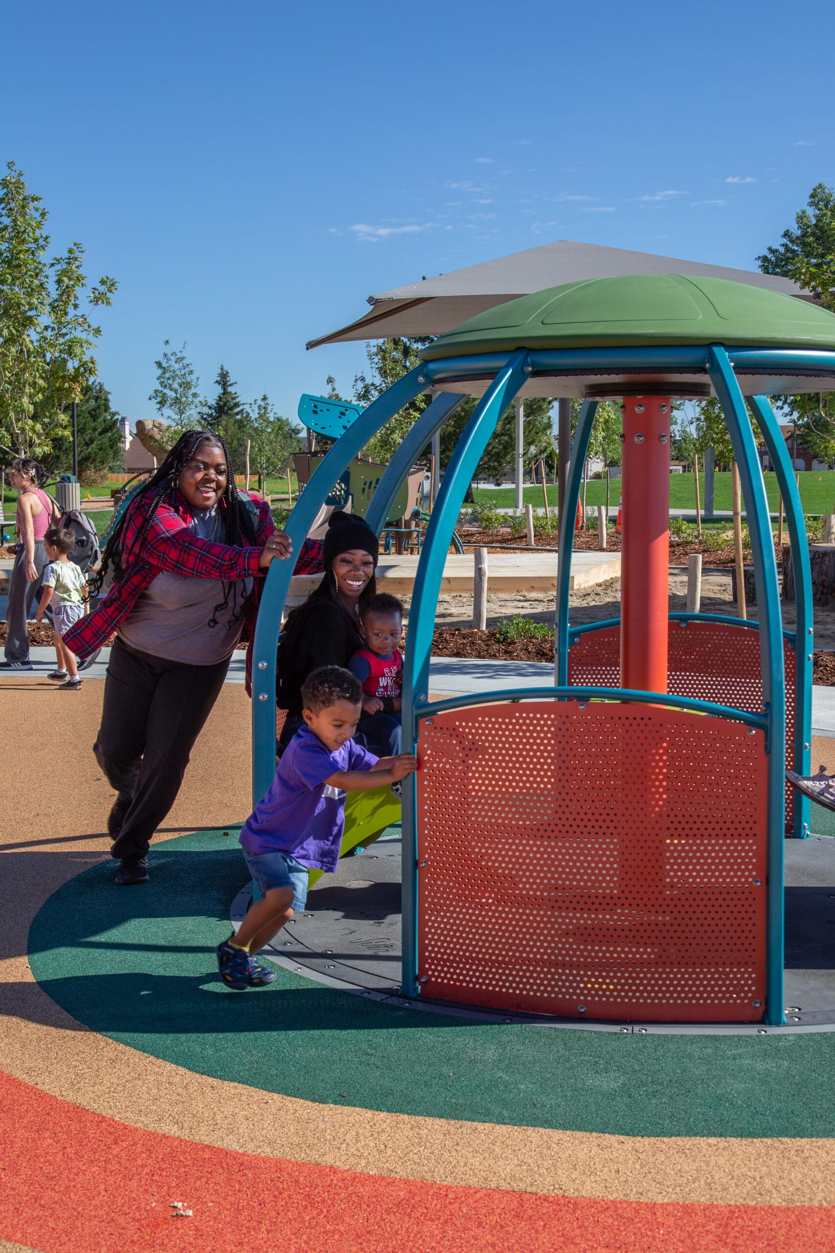 A child is playing in a playground.