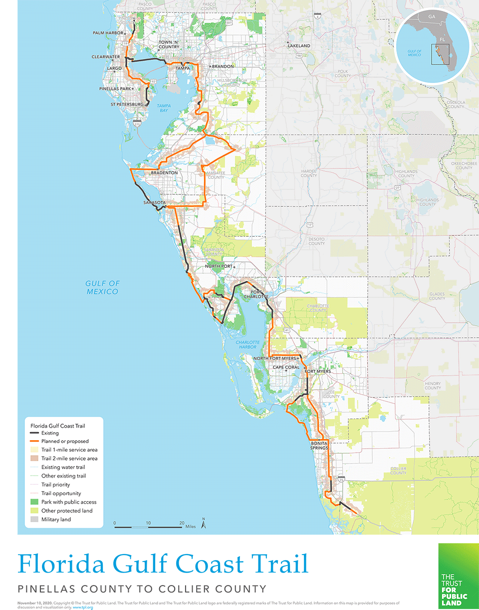Florida gulf coast trail map.