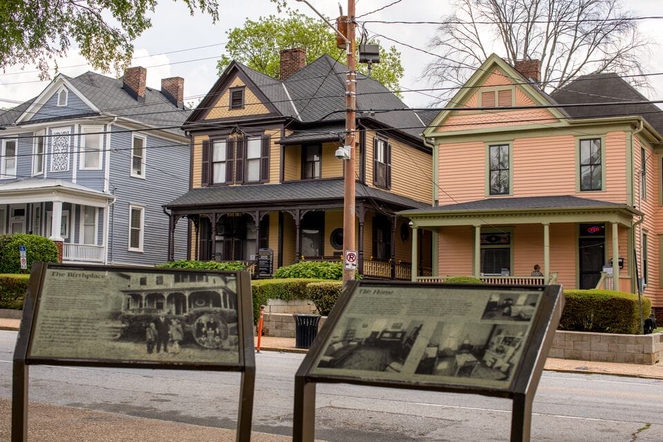 The birth home of Martin Luther King Jr. (center) at the Martin Luther King Jr., Historical Park in Atlanta, Georgia, USA, May 2, 2022.