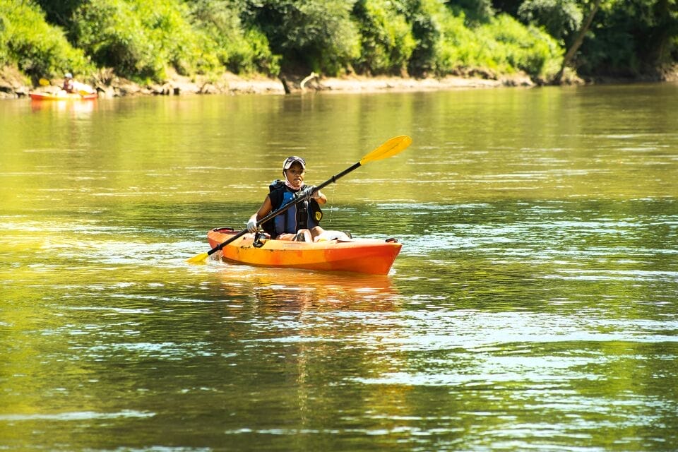 Kayaking along the Chattahoochee Riverlands in Georgia on August 14, 2021.